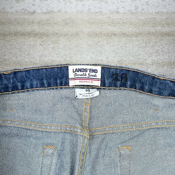 Vintage Lands End Jeans Regular Straight Leg Fit Made USA Medium Wash Denim 90s - Picture 4 of 4